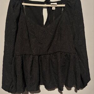 Ava & Viv Black Textured Blouse